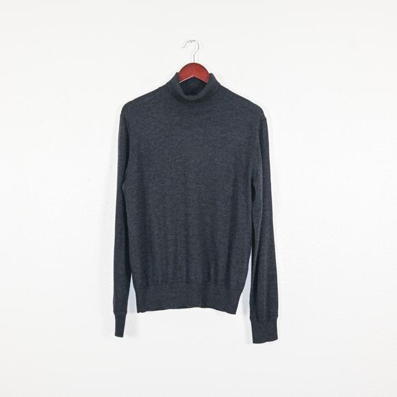 Buck Mason Gray 100% Cashmere ribbed knit Turtleneck Sweater size Medium - Picture 1 of 10